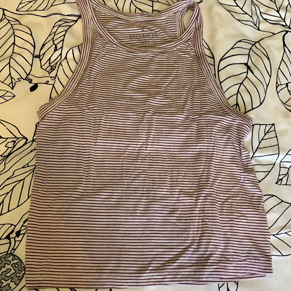Small maroon and white tank top